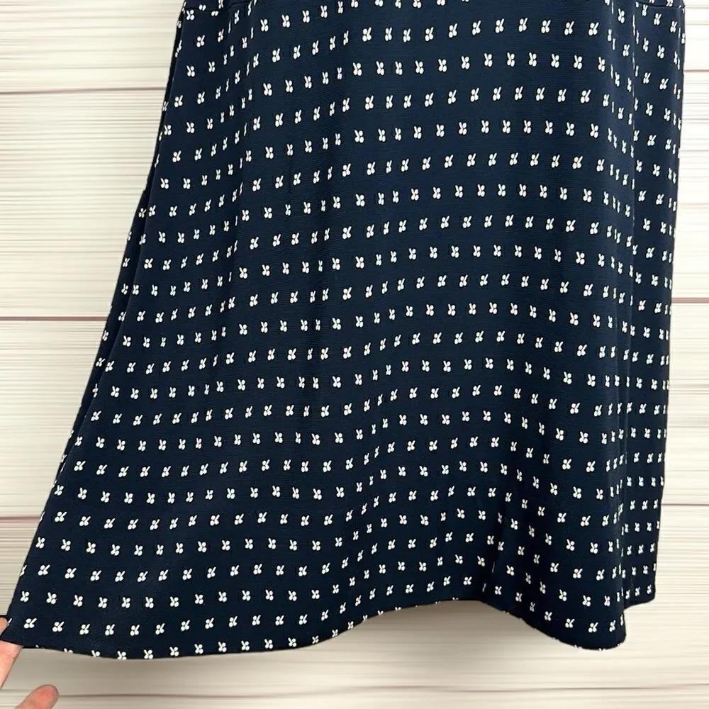 Tory Burch Midi Summer Dress Navy Blue Cap Sleeve Rayon Jersey size S